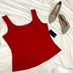 NWT Nicole Miller Rhinestone Edge Red Dressy Tank Top for Formal, Semi-Formal, M
